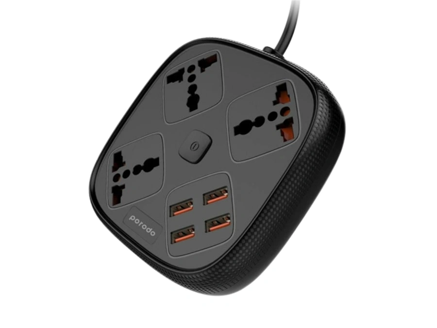 چند راهی برق و شارژر پرودو PORODO 4 USB 3 SOCKETS PD-SC3302 دارای 4 پورت