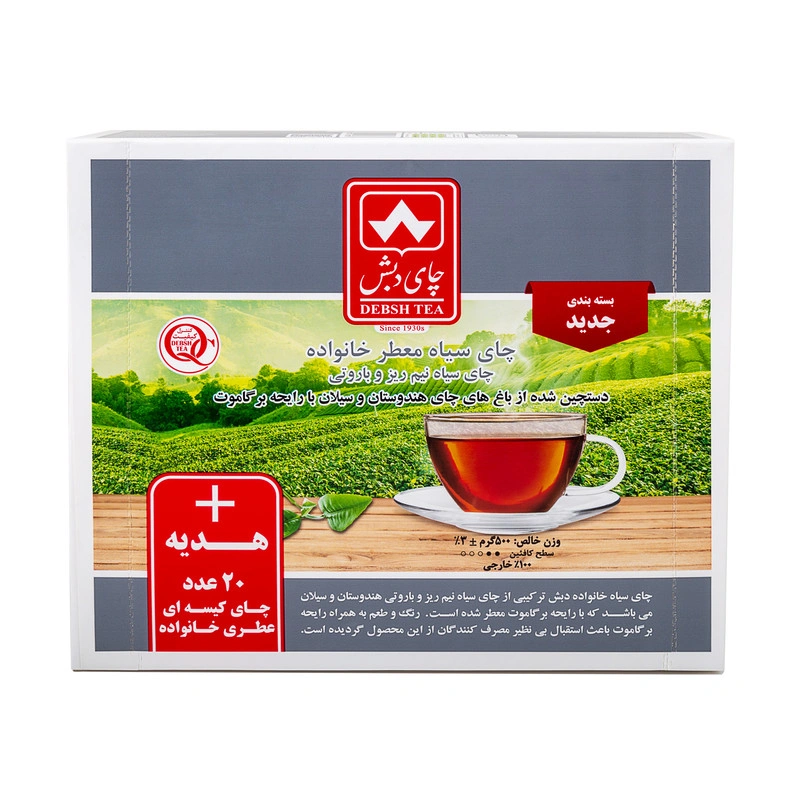 چای سیاه معطر500گ+20عدد تی بگ دبش