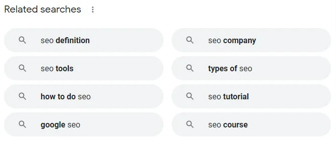 بخش جستجوهای مشابه در نتایج گوگل