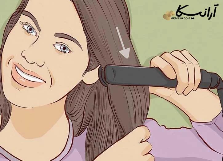 به آرامی از بالا به پایین اتو مو را حرکت دهید