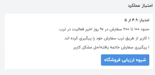 امتیاز عملکرد فروشگاه در ترب