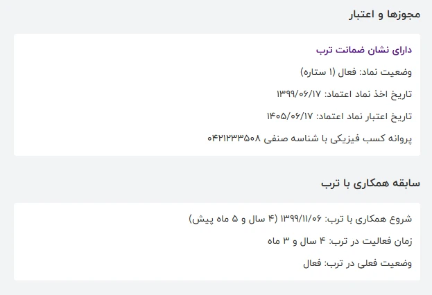 سابقه فروشگاه در ترب