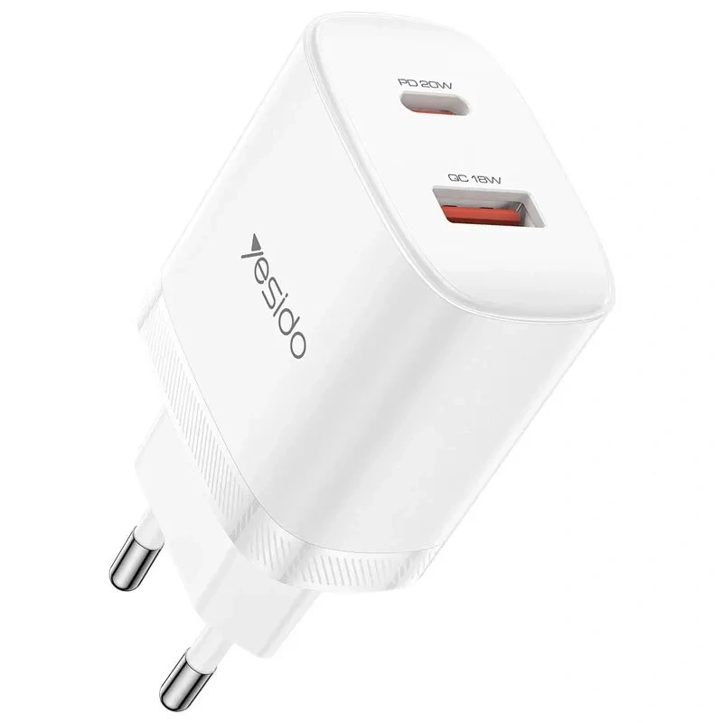 شارژر دیواری 20 وات Yesido یسیدو YC106 + کابل تایپ سی به تایپ سی