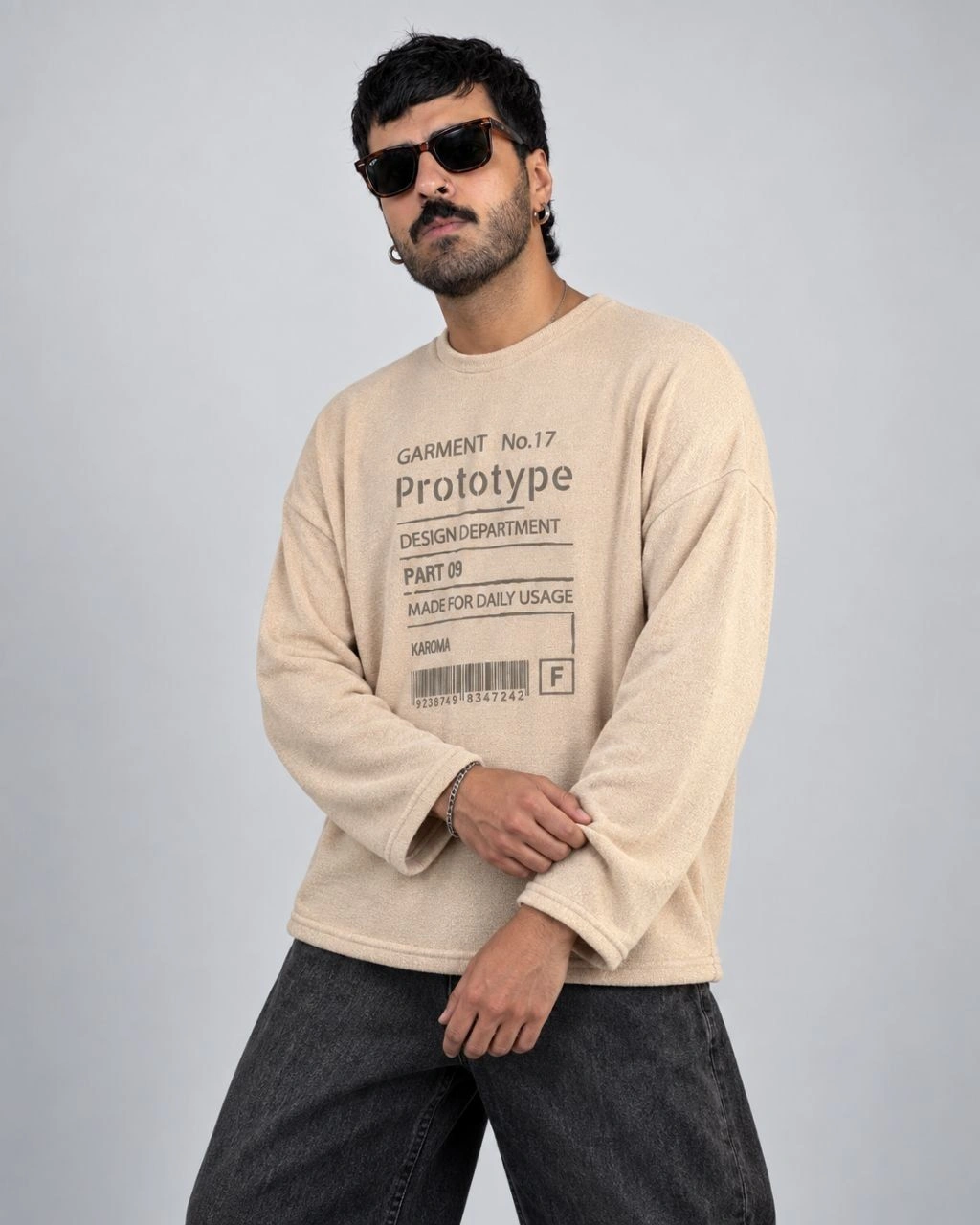 بافت لانگ اسلیو Prototype کرم سایز M/XL پک 3 عددی