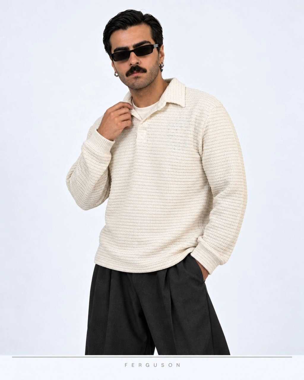 بافت یقه دار Knit2891 سفید سایز 2XL/3XL پک 2 عددی