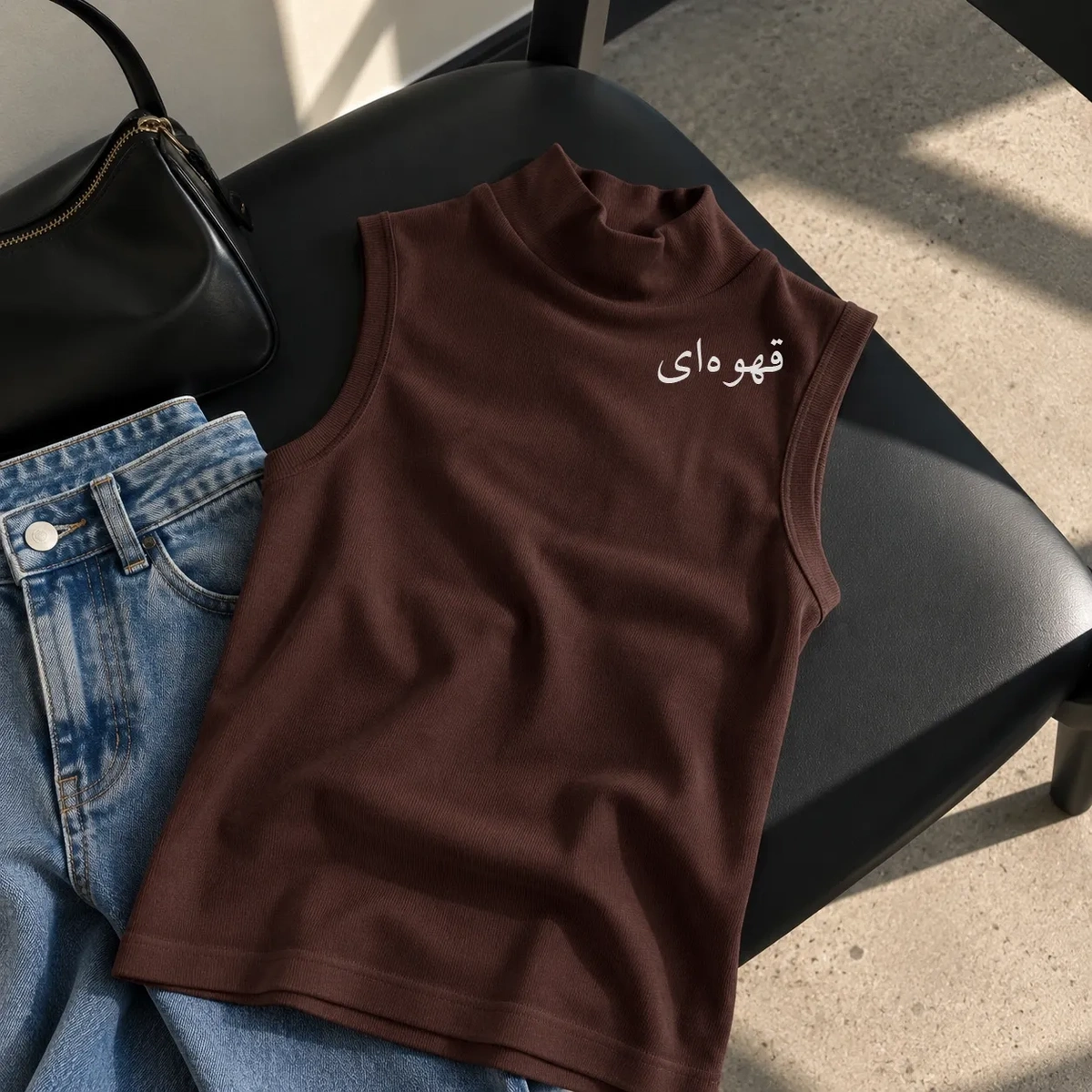 تاپ یقه دار زنانه 11080 - قهوه‌ای