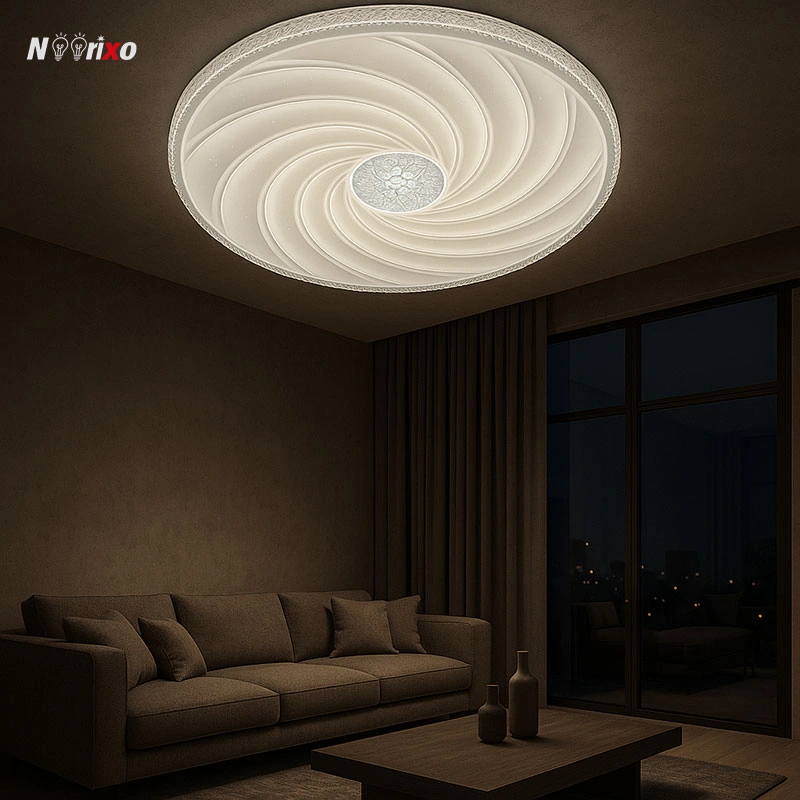 چراغ سقفی لوستر 4 حالته 120 وات ریموت دار مدل 61222 | lux chandelier - lux ceiling light 120w | LUX