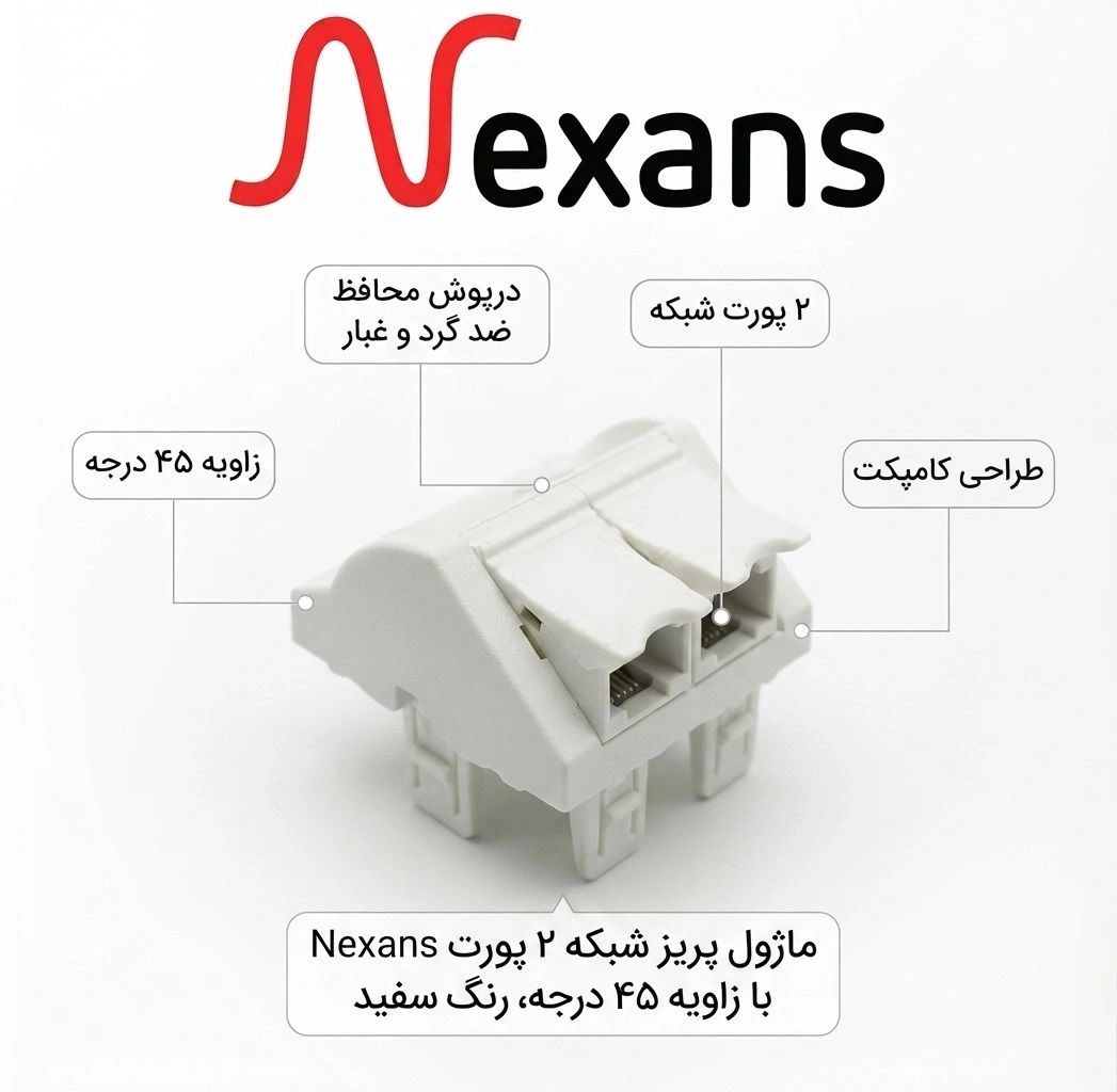 قاب پریز شبکه نگزنس 45 درجه(فیس دو پورت)