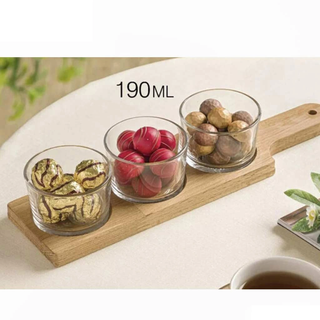 اردورخوری کاسه گرد 3 عددی پایه چوبی لیمون