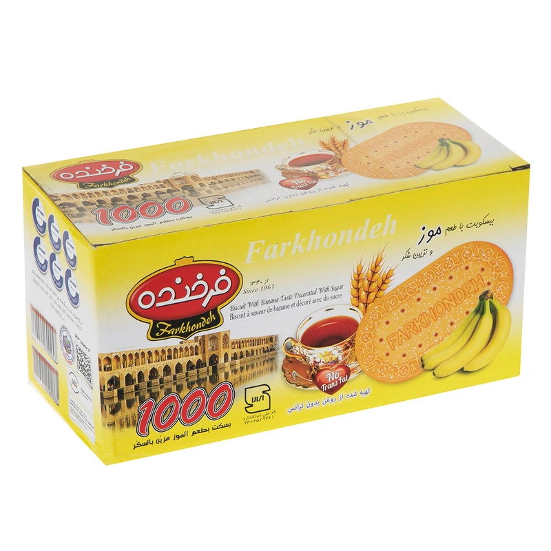 بیسکوییت با طعم موز تزیین شکر 900گ فرخنده