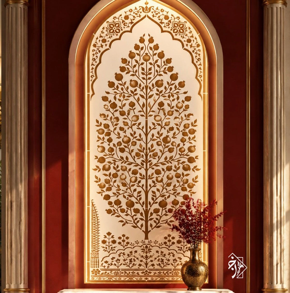 شابلون فرش انار مدل طاقی کد 1355