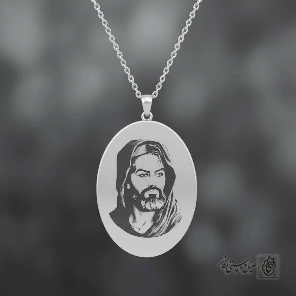 گردنبند تمثال امام حسین (ع) (بیضی) کد 60203