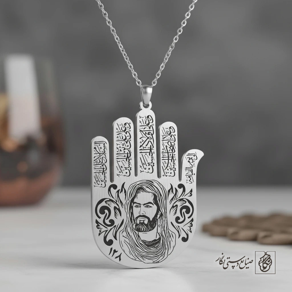 گردنبند دست حضرت ابوالفضل (ع) با تمثال و زیارت عاشورا کد 60204