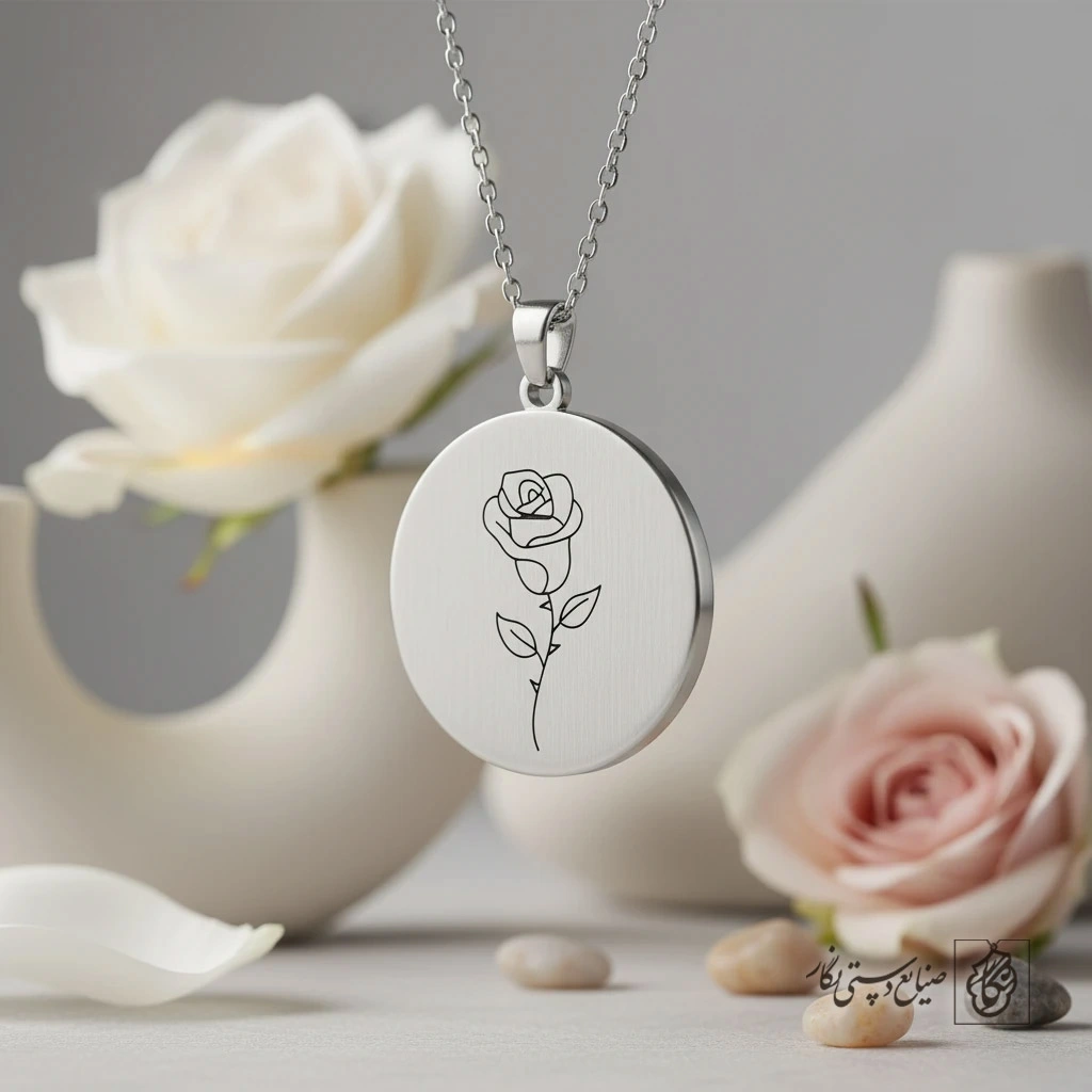 گردنبند تک شاخه گل رز کد 60237