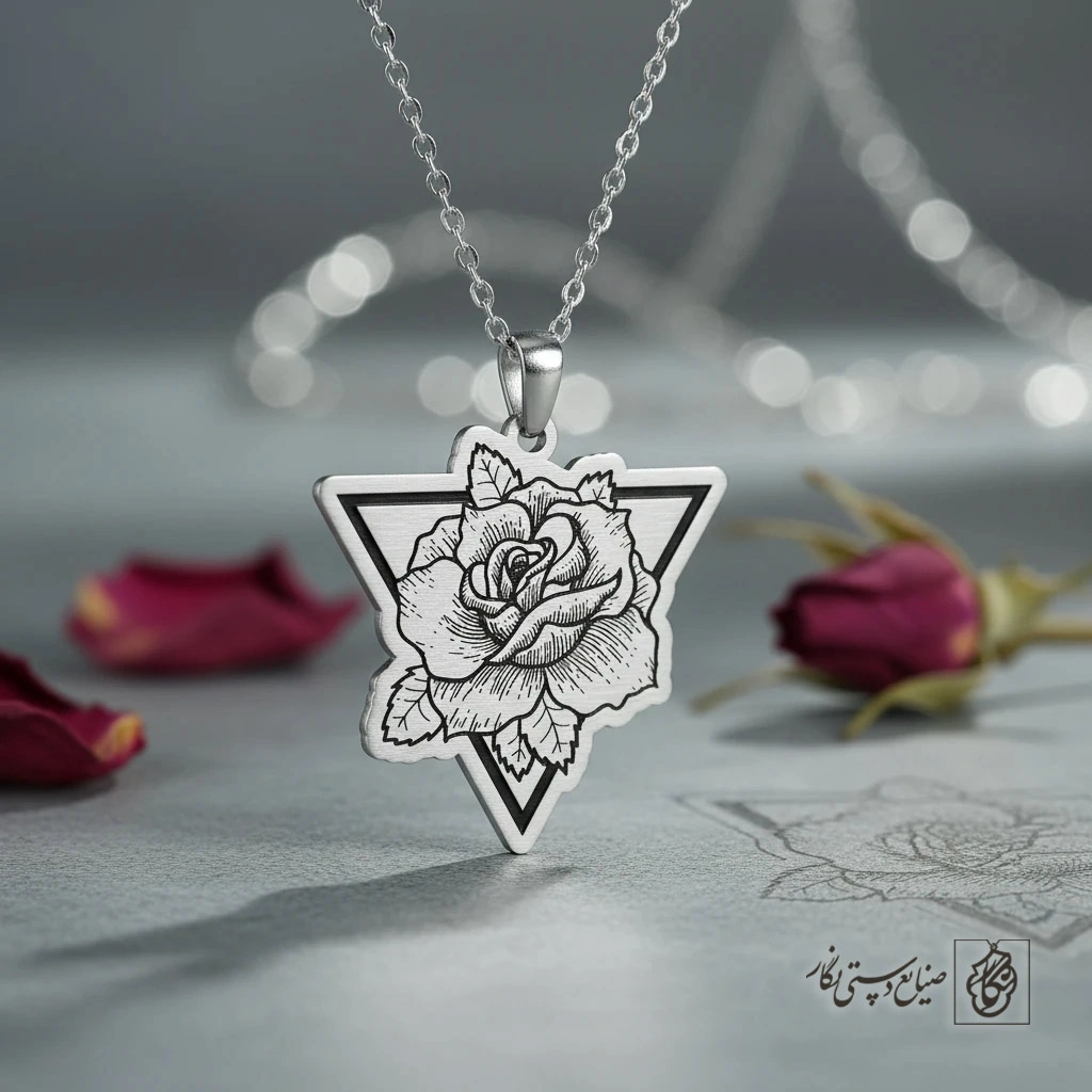 گردنبند گل رز (مثلثی مدرن) کد 60238