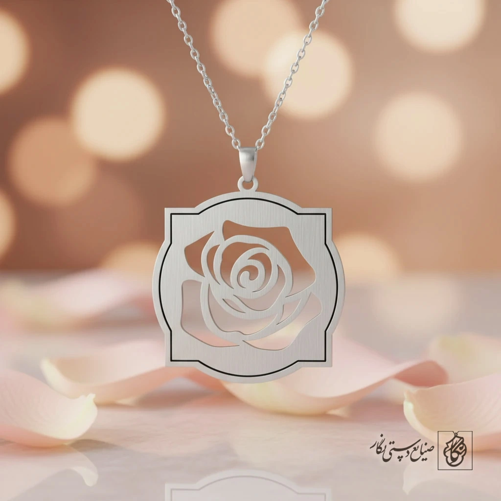گردنبند گل رز (برش توخالی) کد 60241