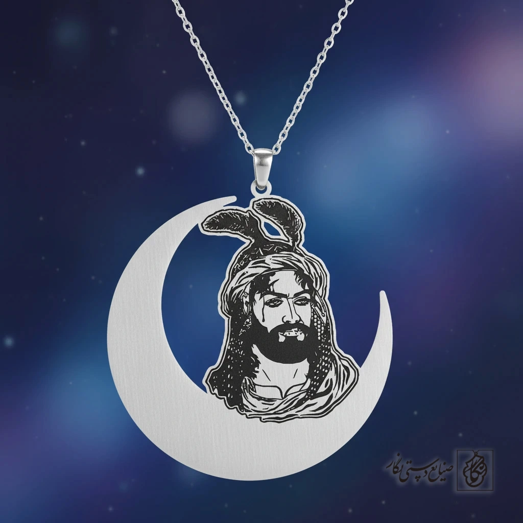 گردنبند ماه و تمثال حضرت عباس (ع) کد 60420