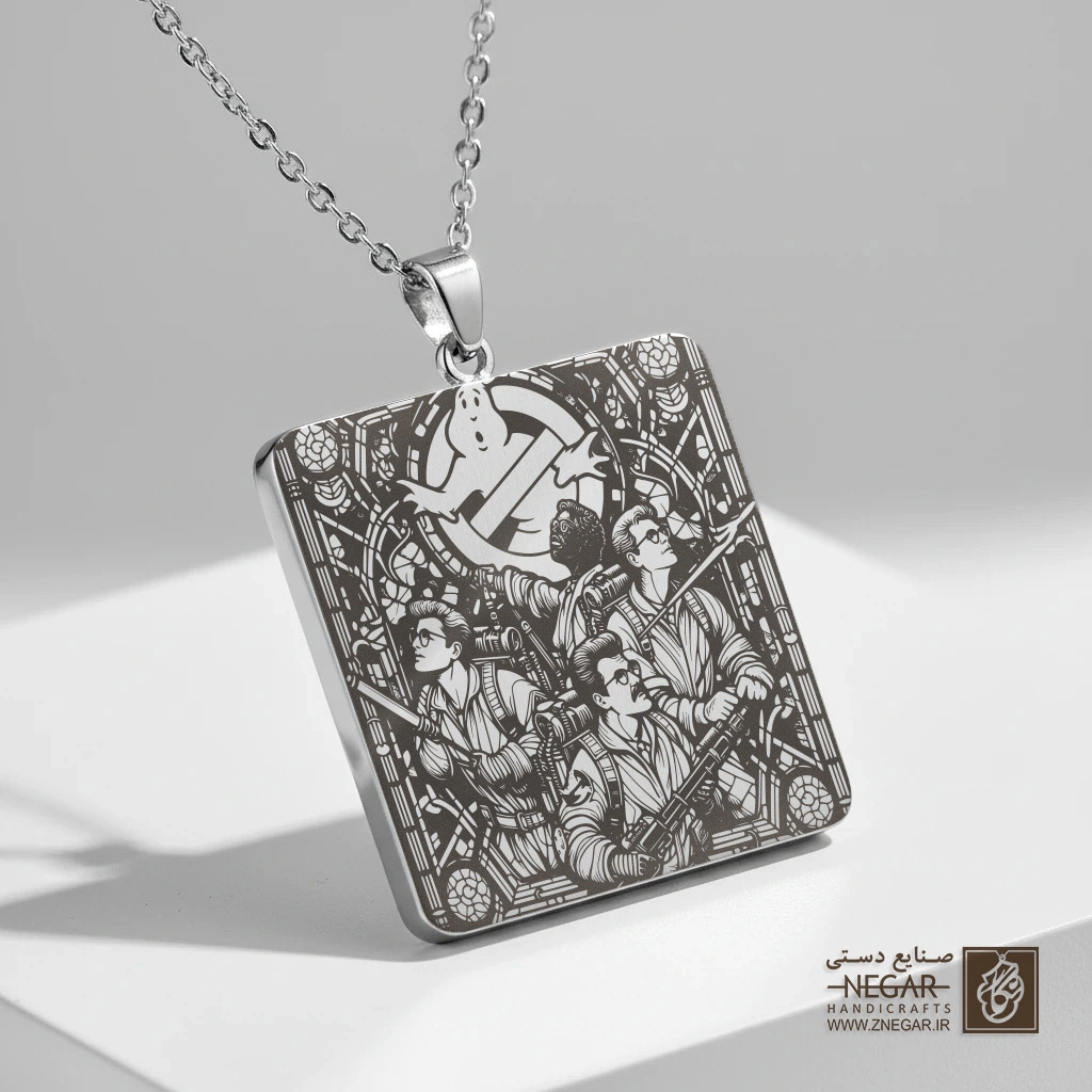 گردنبند طرح نبرد با ارواح (فیلم) (حکاکی لیزری فایبر، مدل قاب مربع) کد 501423