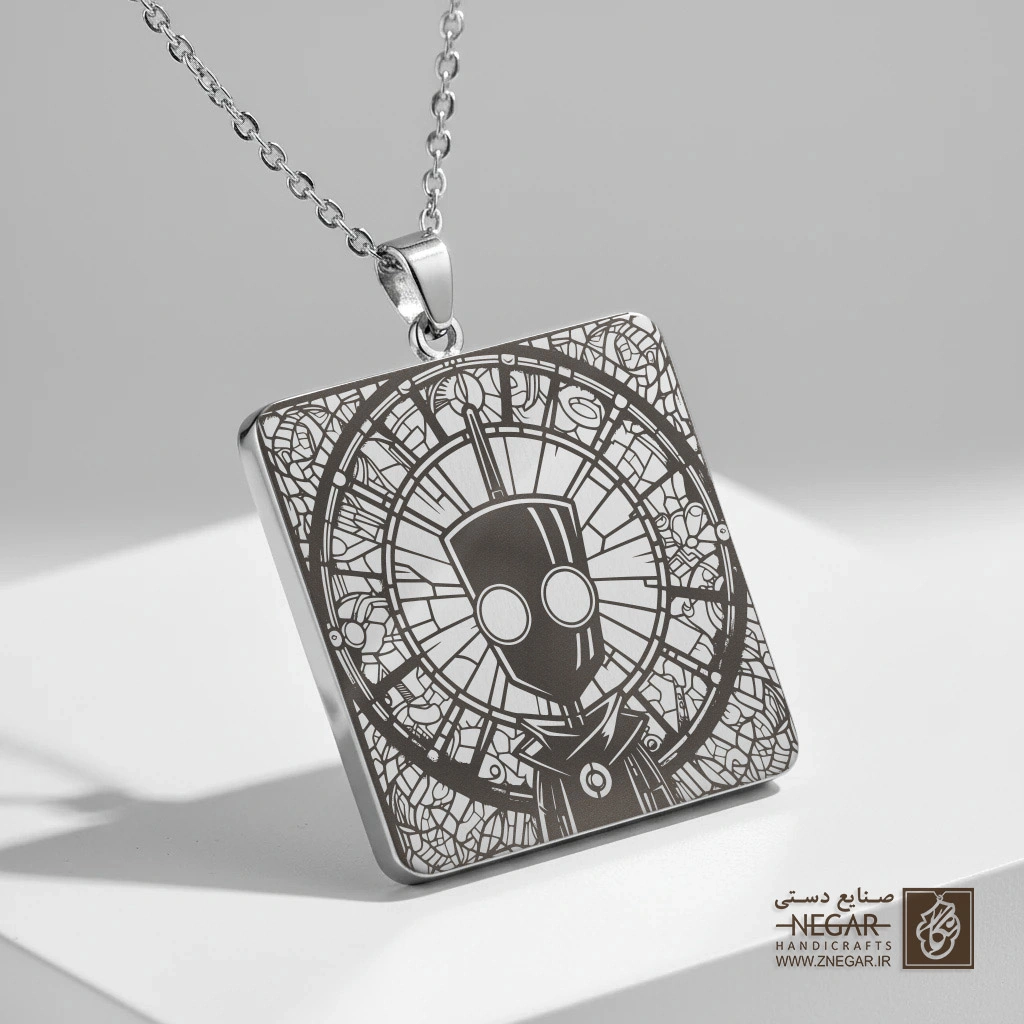گردنبند طرح کاراکتر زیم در قاب (حکاکی لیزری فایبر، مدل قاب مربع) کد 501950