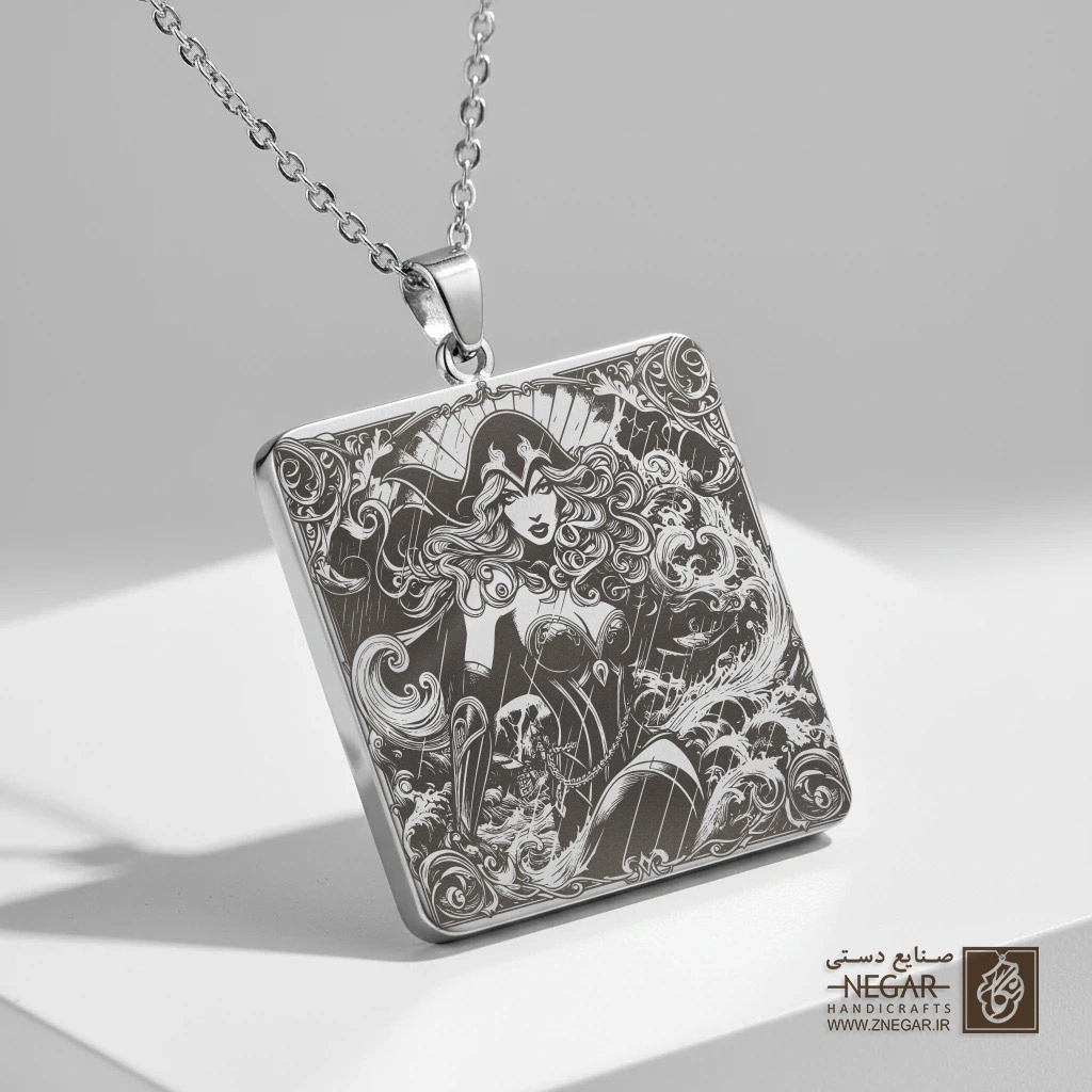 گردنبند طرح شخصیت استورم () (حکاکی لیزری فایبر، مدل قاب مربع) کد 502498
