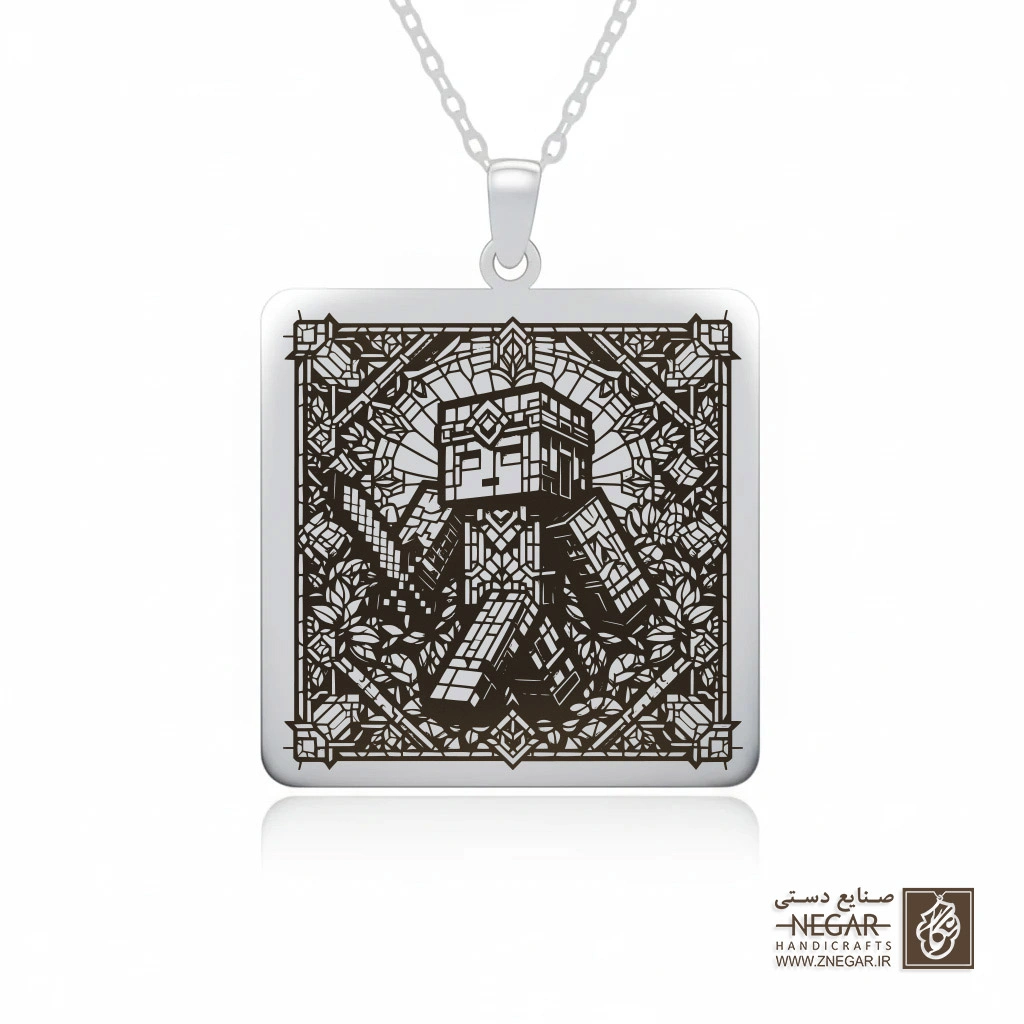 گردنبند طرح روبلاکس - پیکسلی (حکاکی لیزری فایبر، مدل قاب مربع) کد 502849
