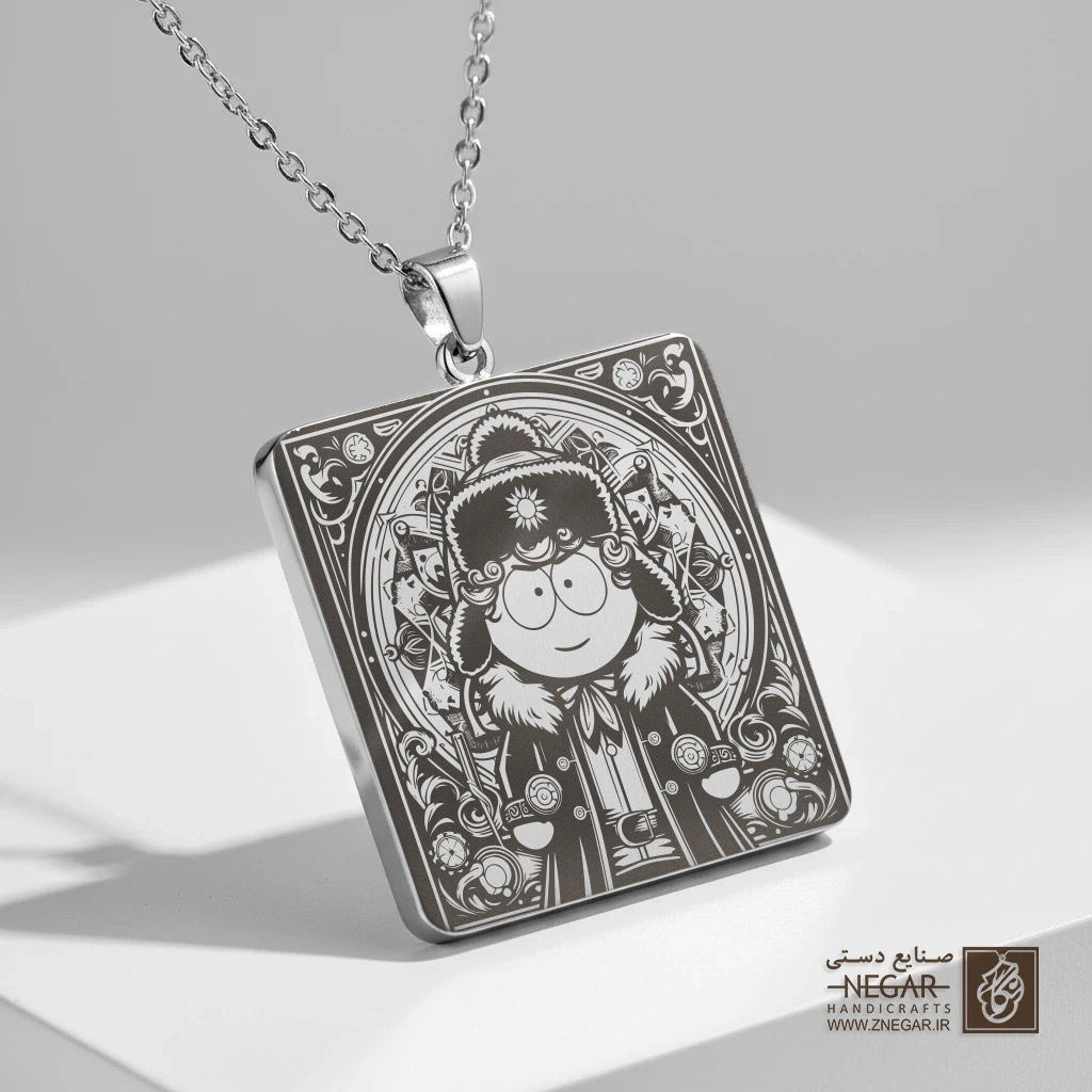 گردنبند طرح استن (Stan) ساوت پارک در قاب (حکاکی لیزری فایبر، مدل قاب مربع) کد 503195