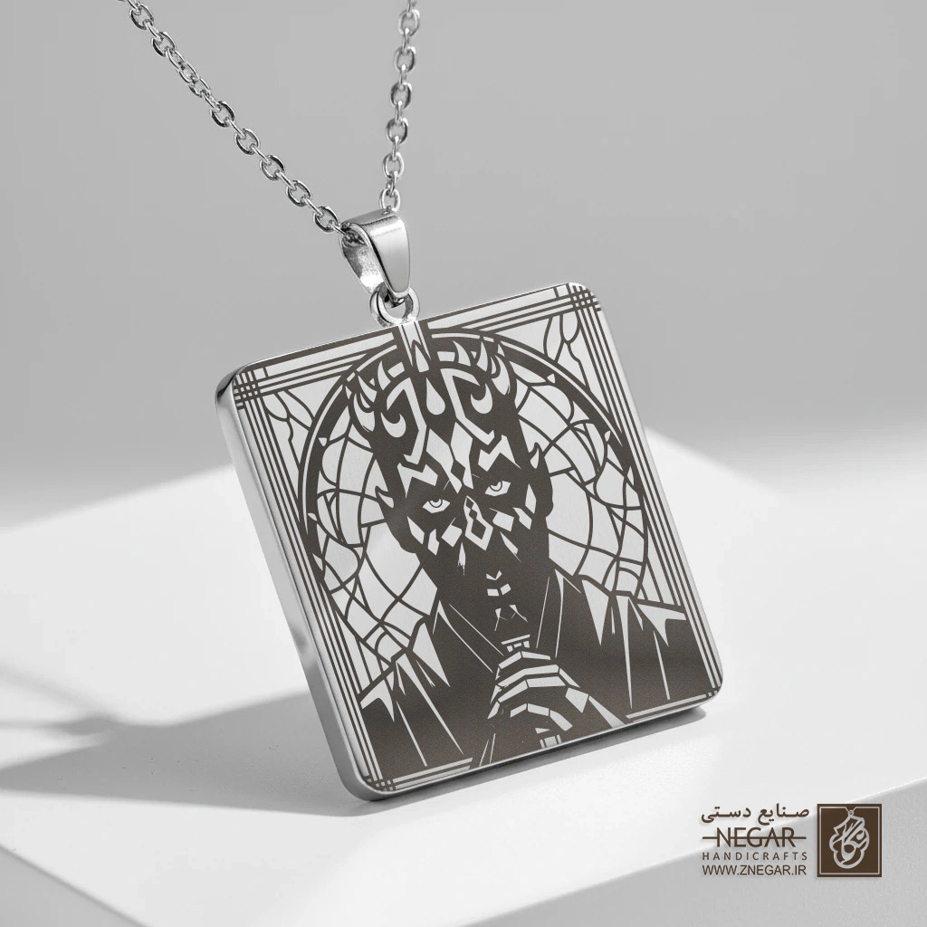 گردنبند طرح دارث مول (Darth Maul) با نقوش (حکاکی لیزری فایبر، مدل قاب مربع) کد 503362