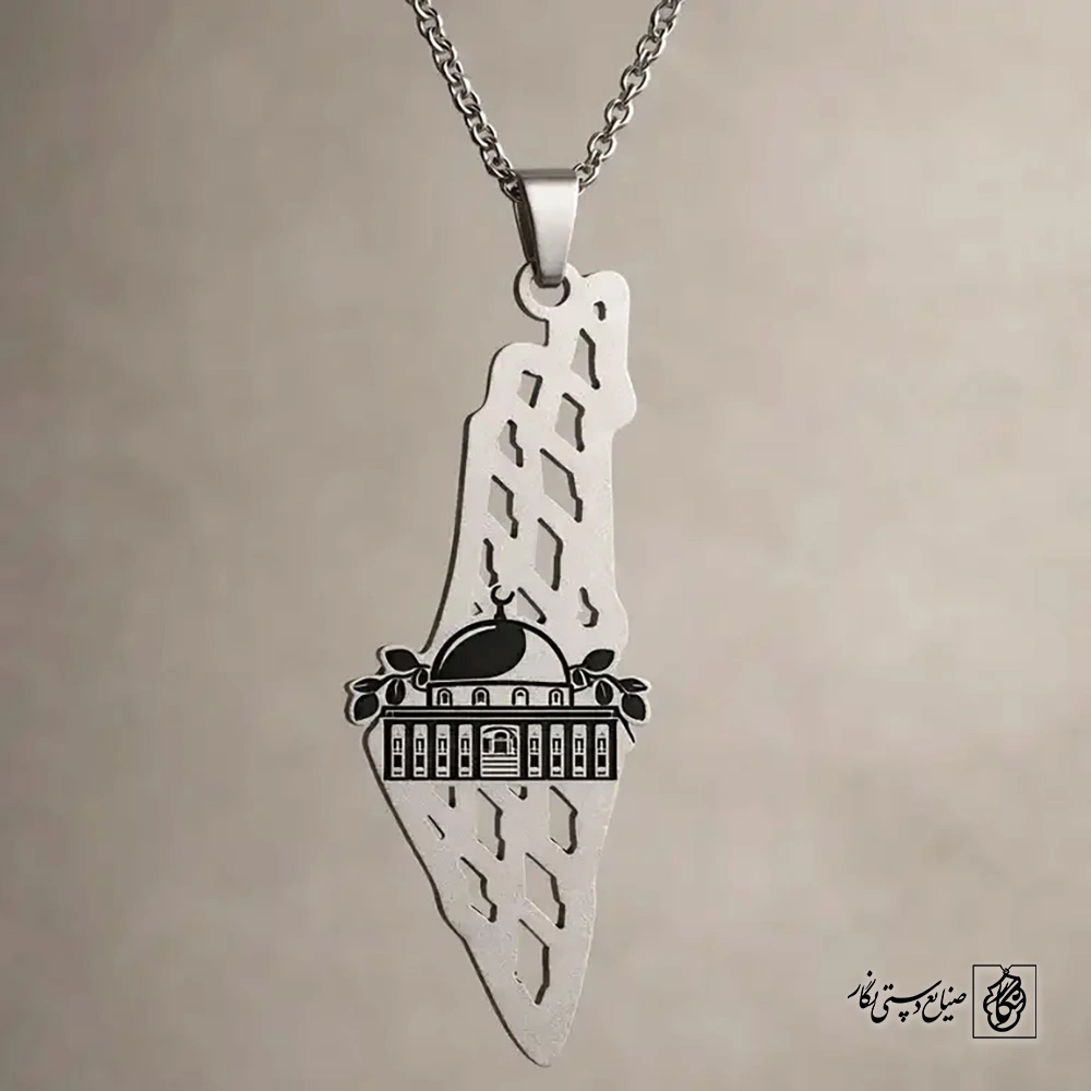گردنبندنقشه فلسطین و مشبک چفیه با قدس60126