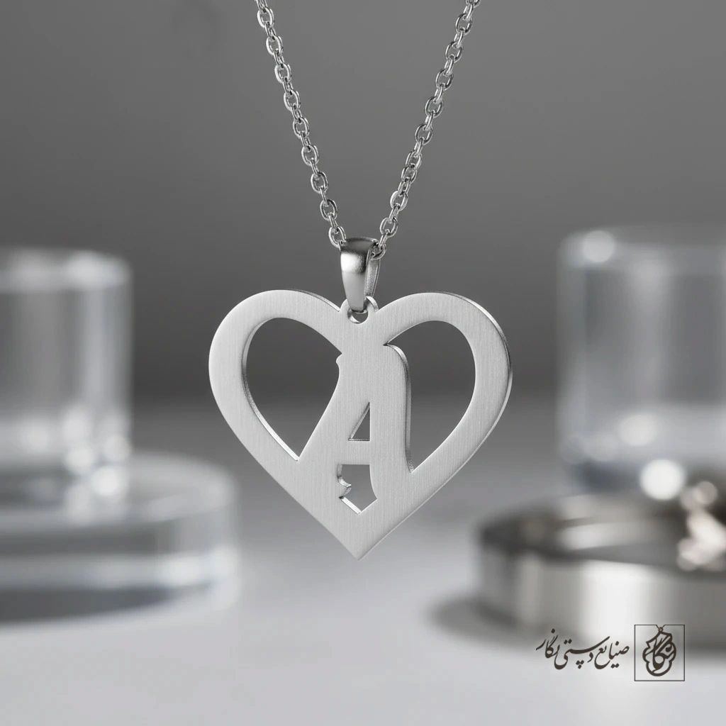 گردنبند حرف A داخل قلب کد 7098