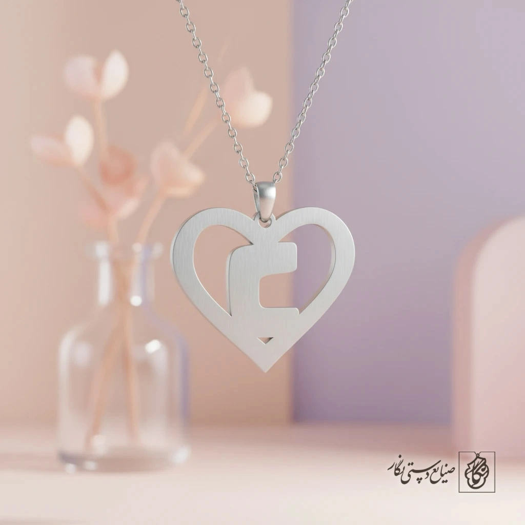 گردنبند حرف C داخل قلب کد 7104