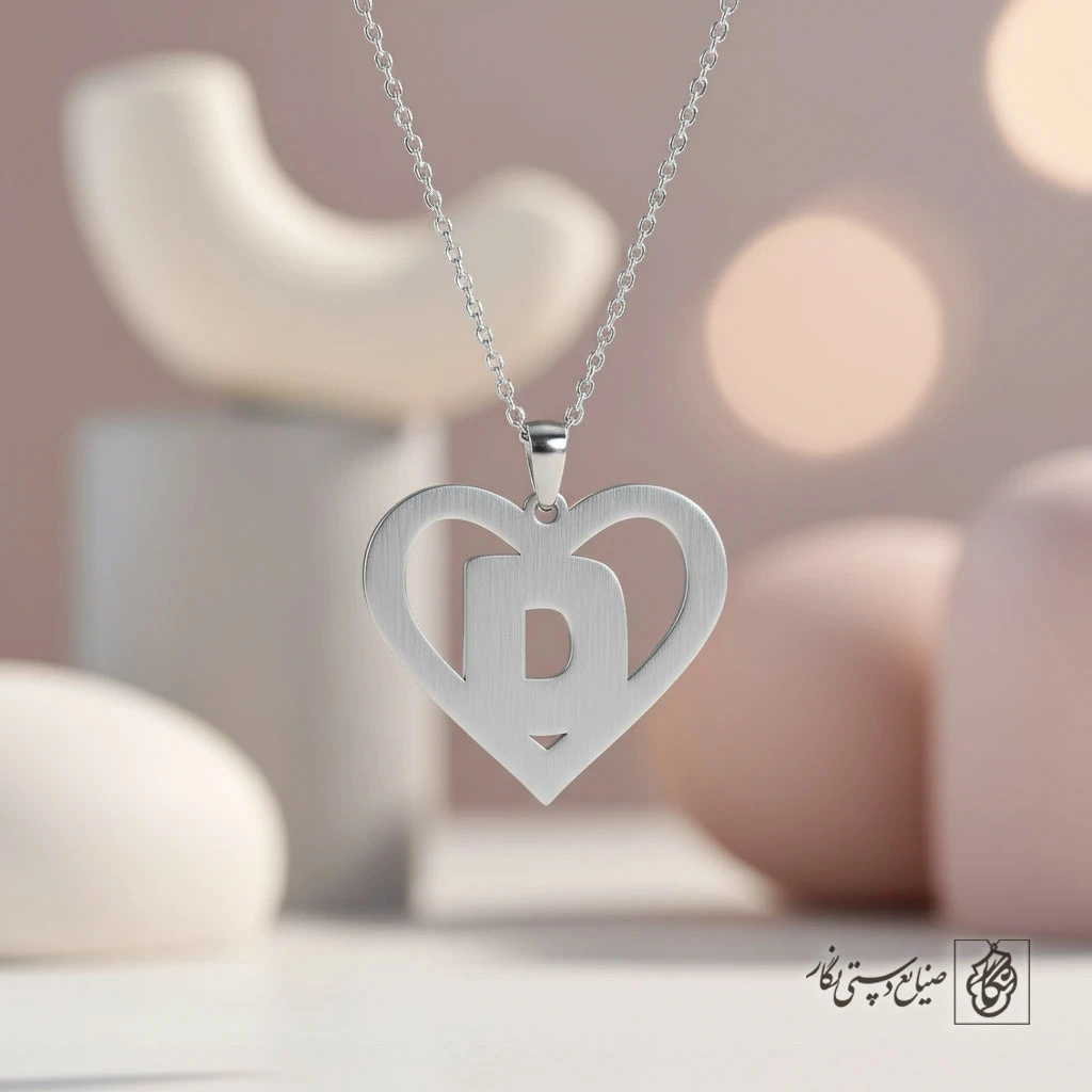 گردنبند حرف D داخل قلب کد 7106