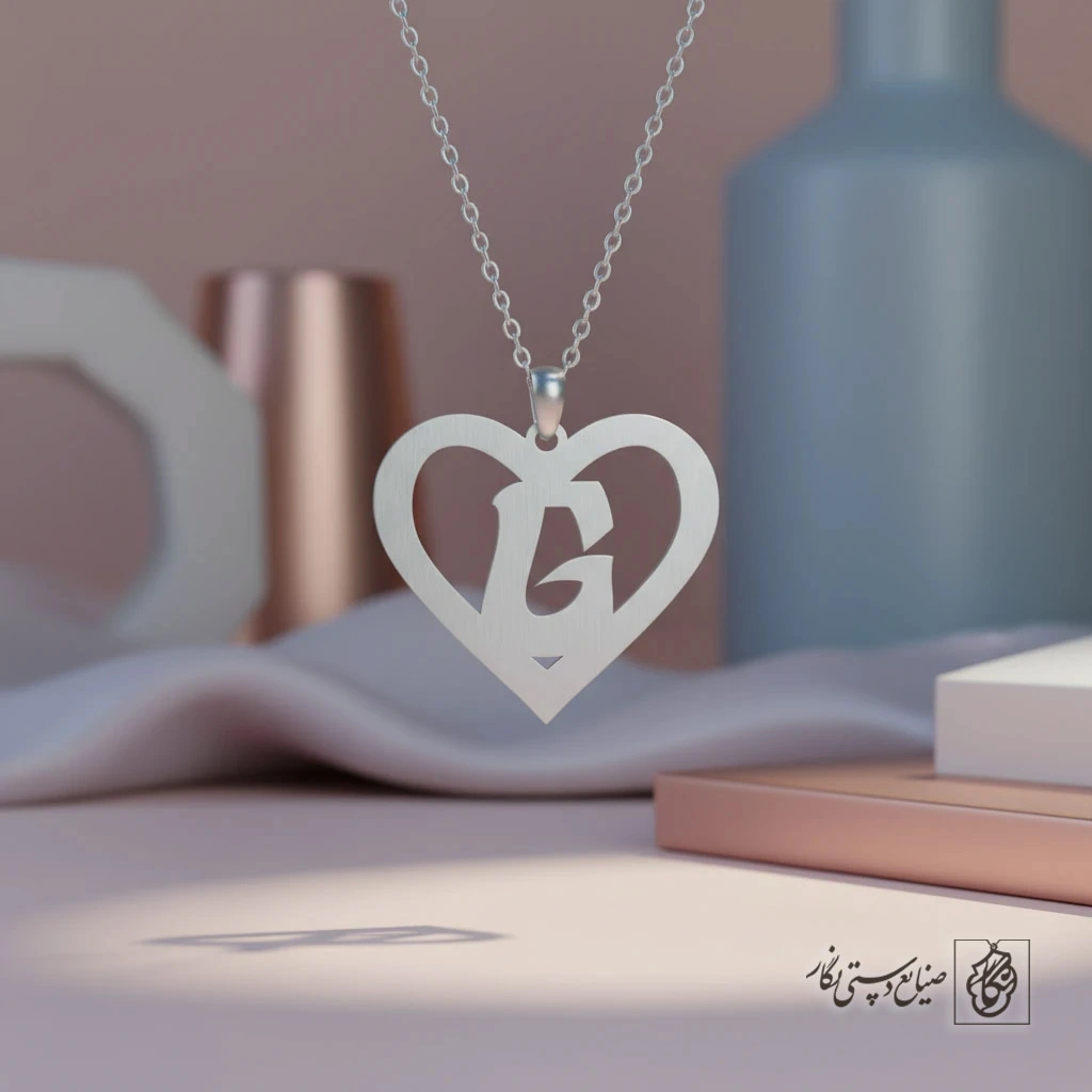 گردنبند حرف G داخل قلب کد 7113
