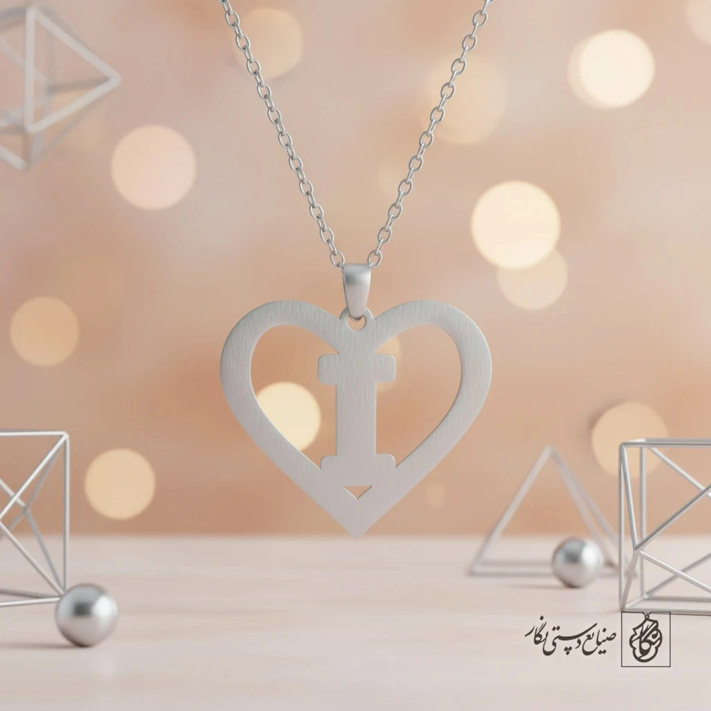 گردنبند حرف i داخل قلب کد 7116