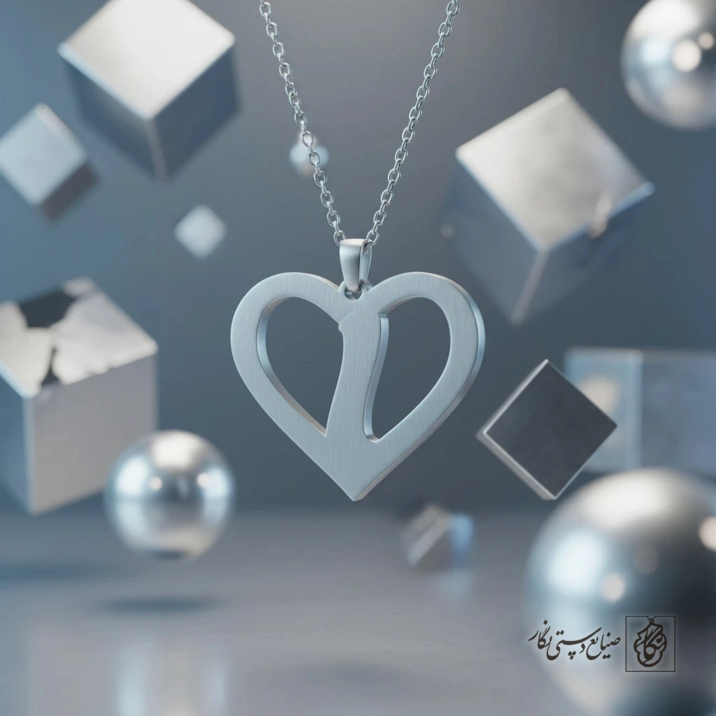 گردنبند حرف i داخل قلب کد 7117