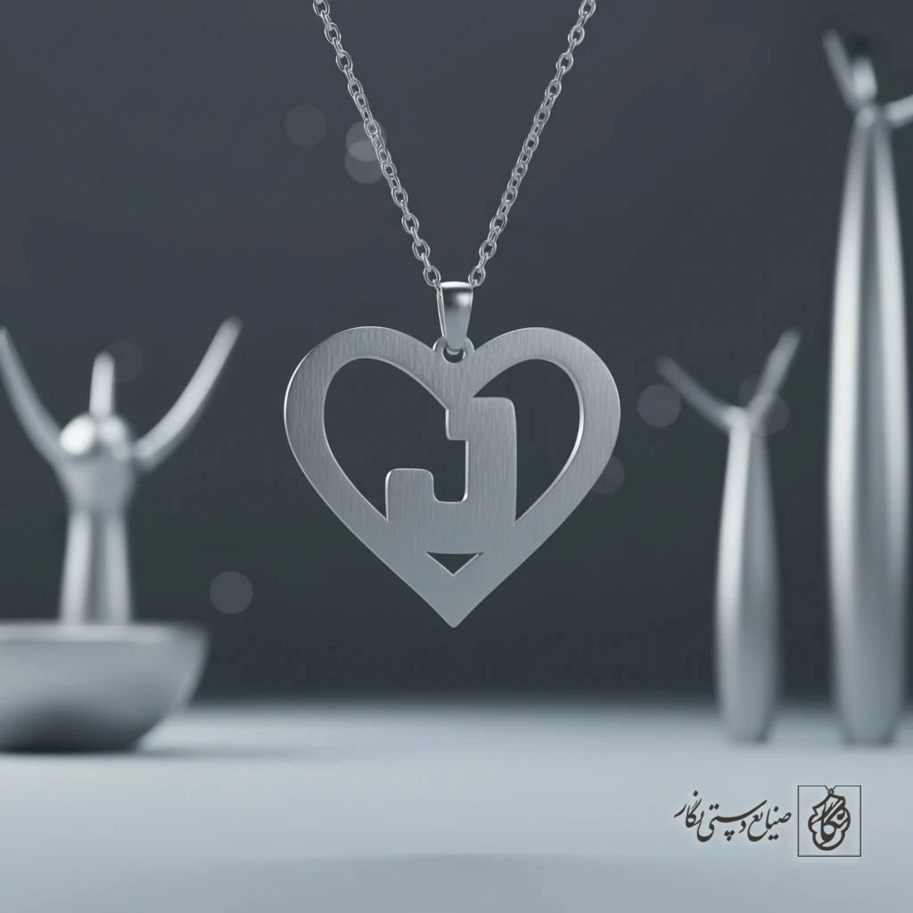 گردنبند حرف J داخل قلب کد 7118