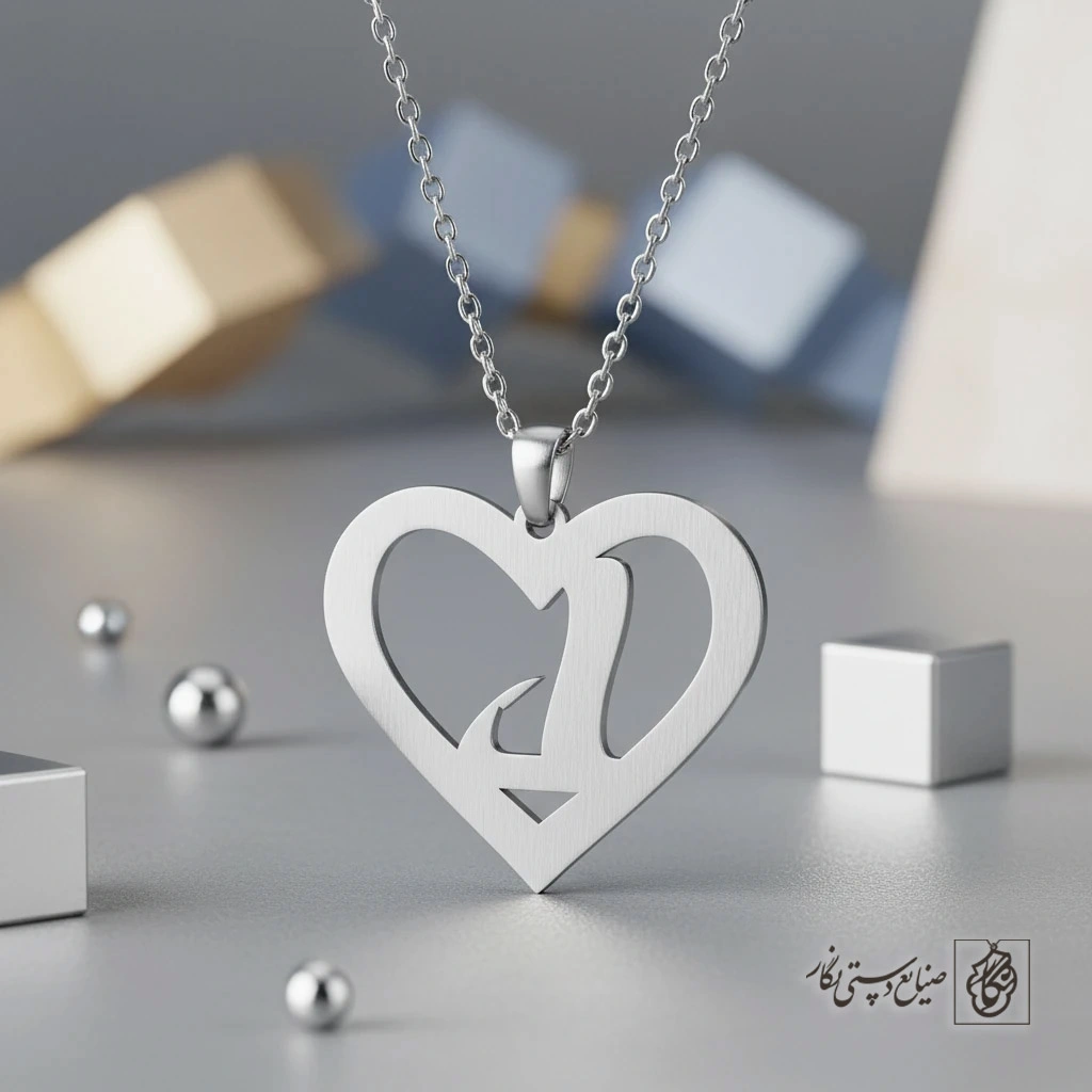 گردنبند حرف J داخل قلب کد 7119