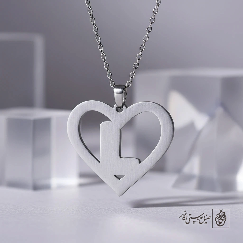 گردنبند حرف L داخل قلب کد 7122