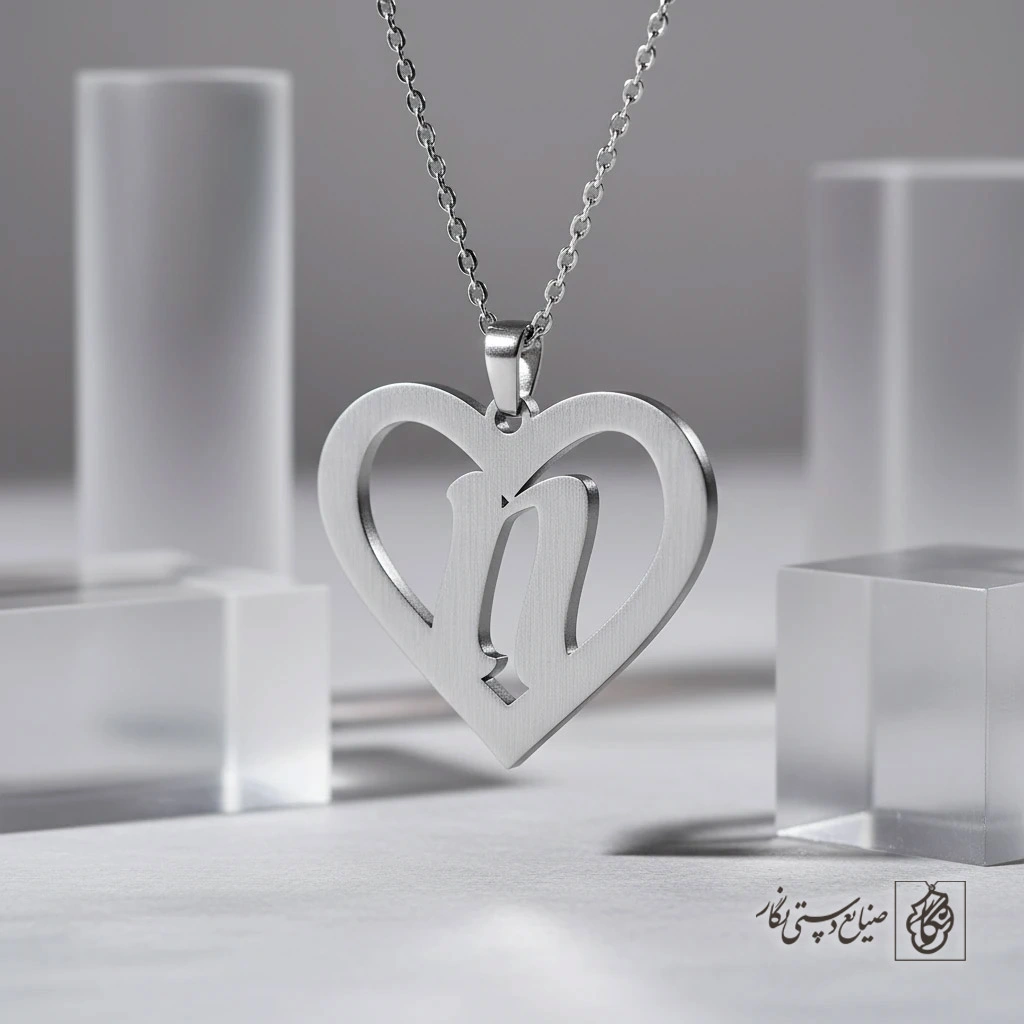 گردنبند حرف n داخل قلب کد 7127