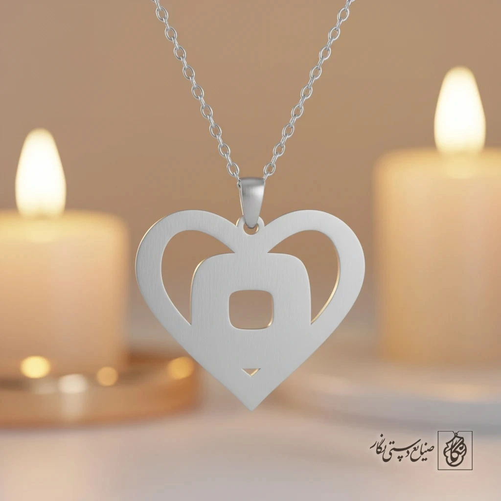 گردنبند حرف O داخل قلب کد 7128