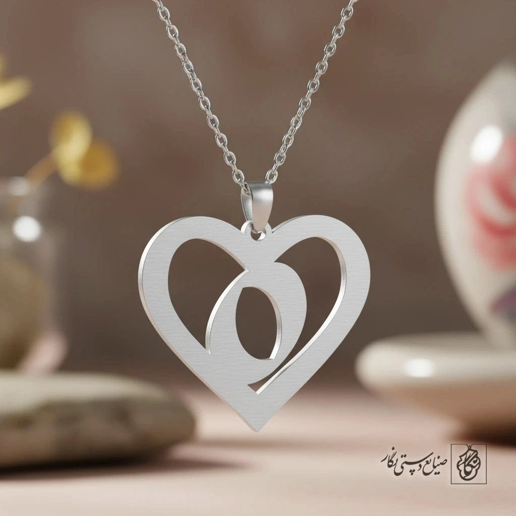 گردنبند حرف O داخل قلب کد 7129