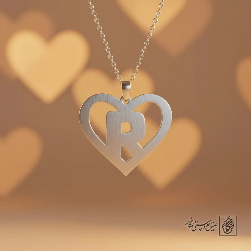 گردنبند حرف R داخل قلب کد 7134