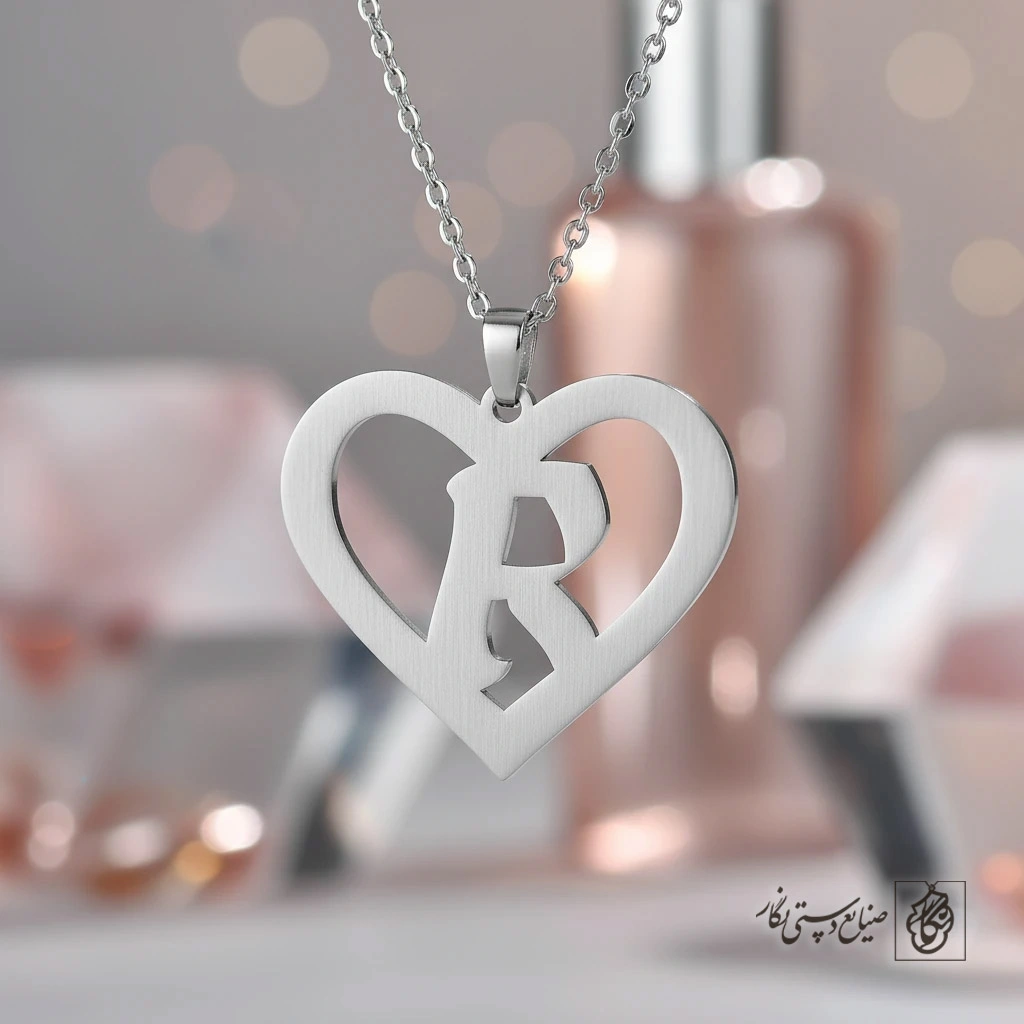 گردنبند حرف R داخل قلب کد 7135