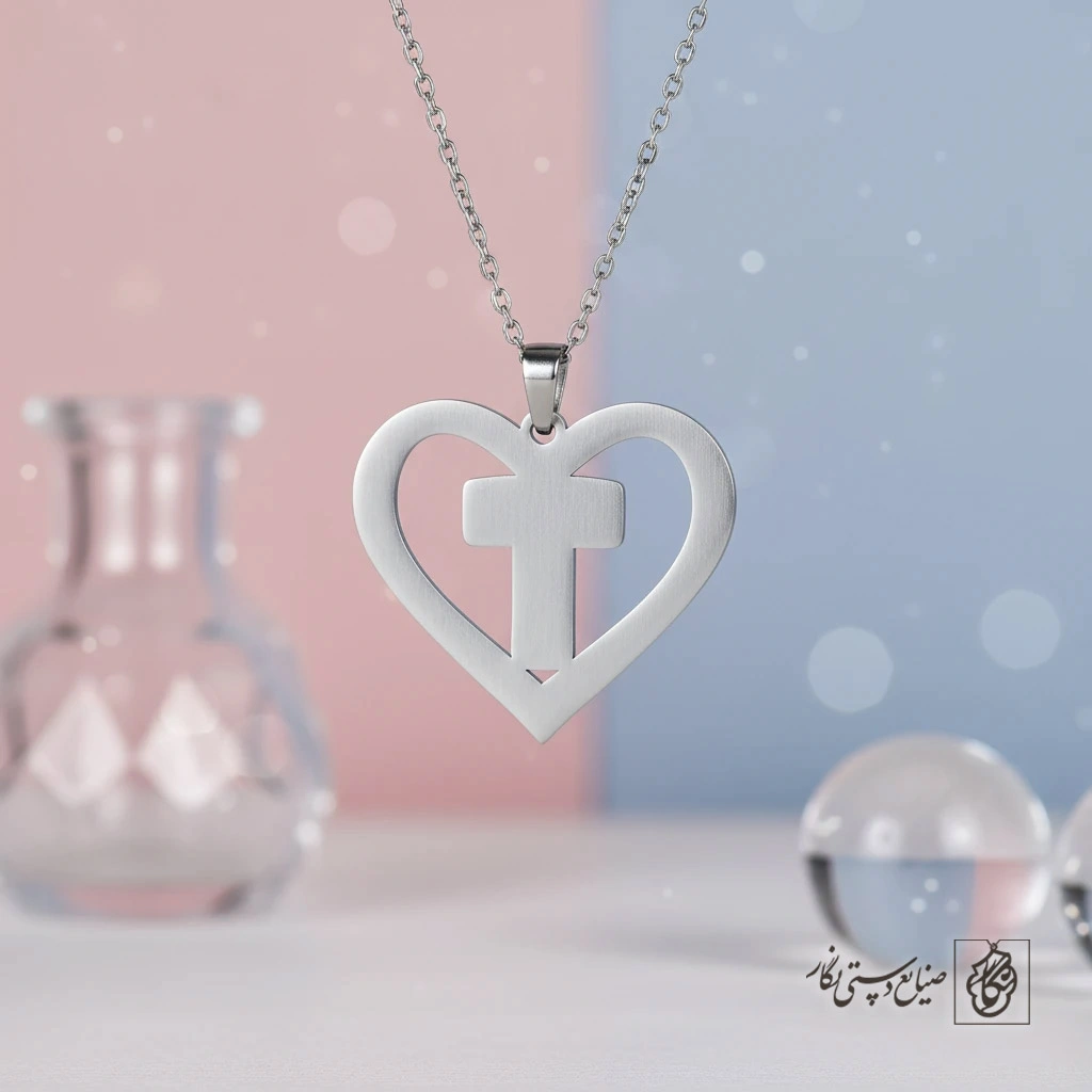 گردنبند حرف T داخل قلب کد 7138