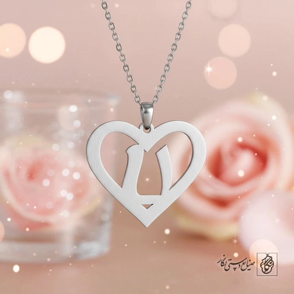 گردنبند حرف U داخل قلب کد 7141