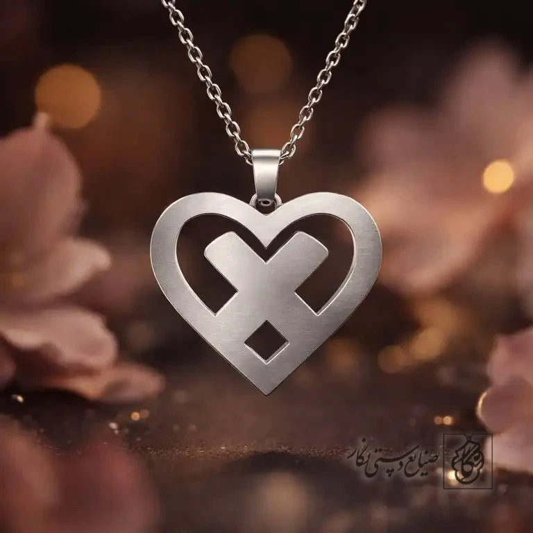 گردنبند حرف X داخل قلب کد 7146