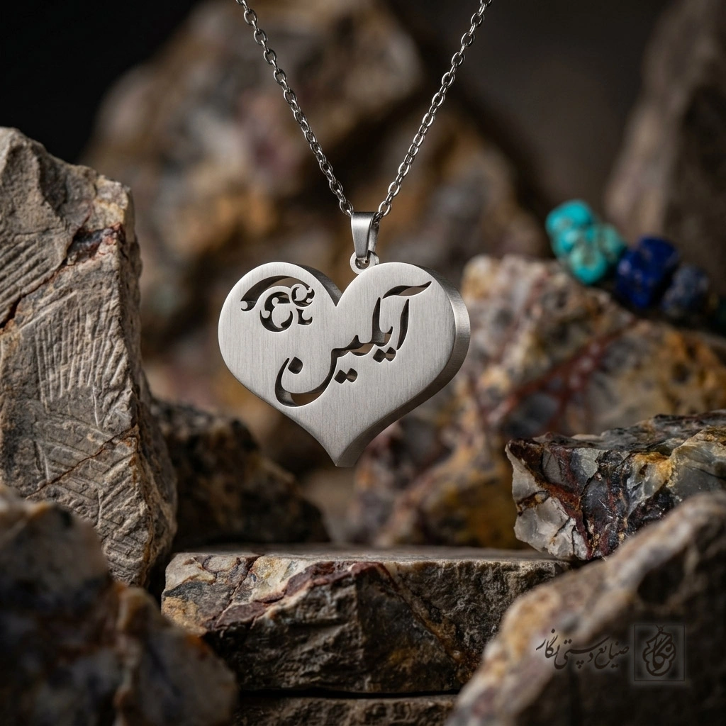 گردنبند اسم آیلین فارسی داخل قلب کد 7363