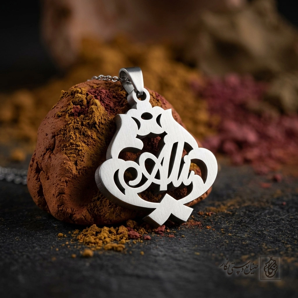 گردنبند اسم Ali لاتین با طرح تاج کد 7393