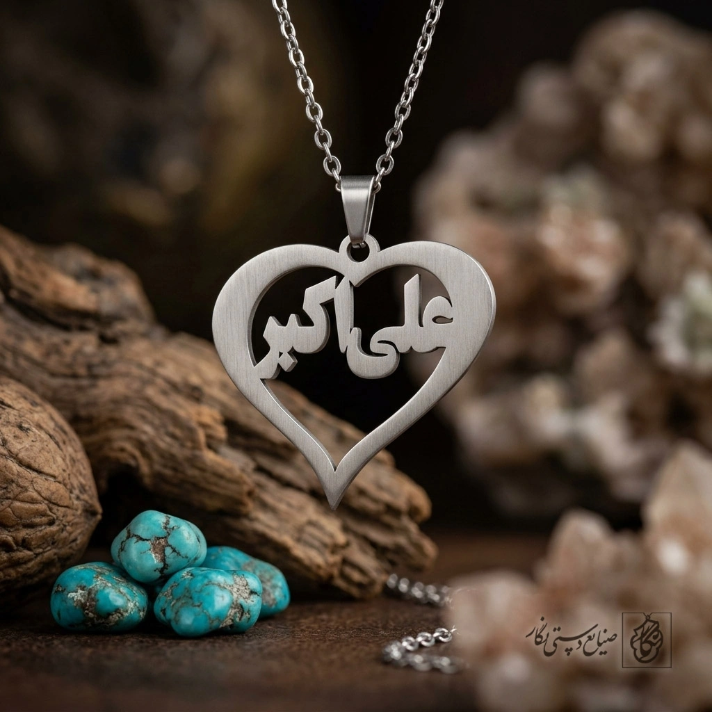 پلاک اسم علی اکبر داخل قلب درشت کد 7437