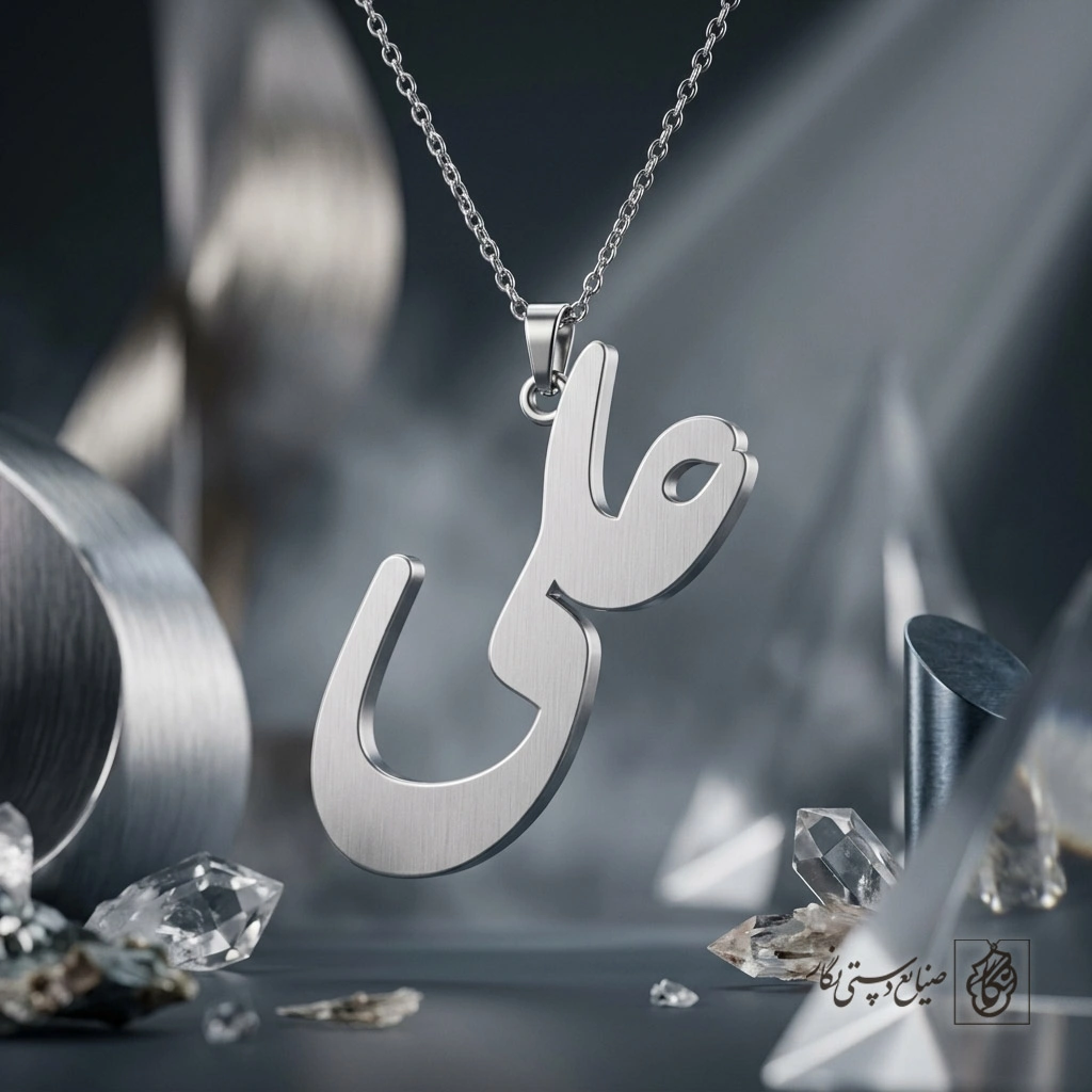 گردنبند اسم علی فارسی کلاسیک درشت کد 7459