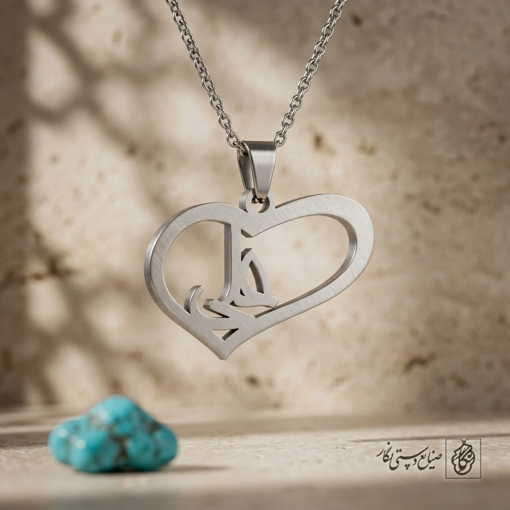 گردنبند اسم علی فارسی داخل قلب فانتزی کد 7470
